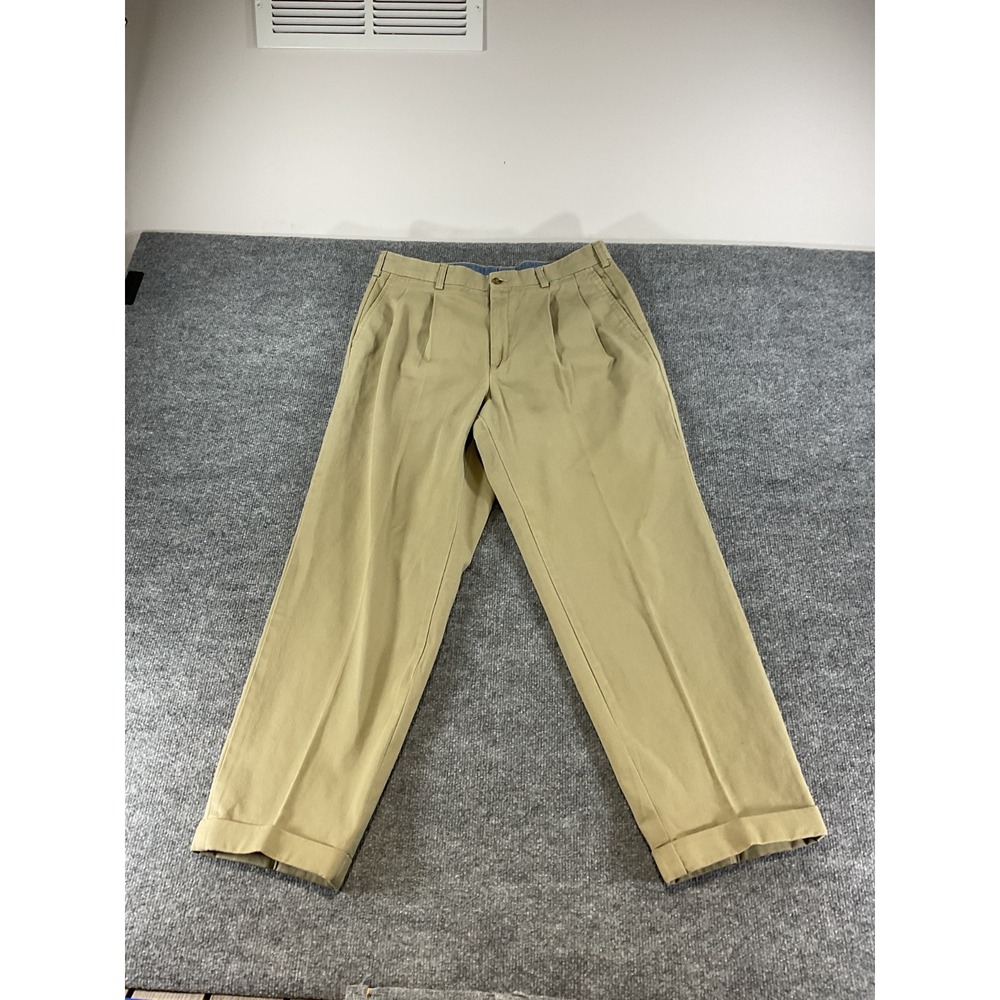 Rogue Pants Mens 34x30 Khaki Pleated Dress Casual Classic Fit Work Office Chino